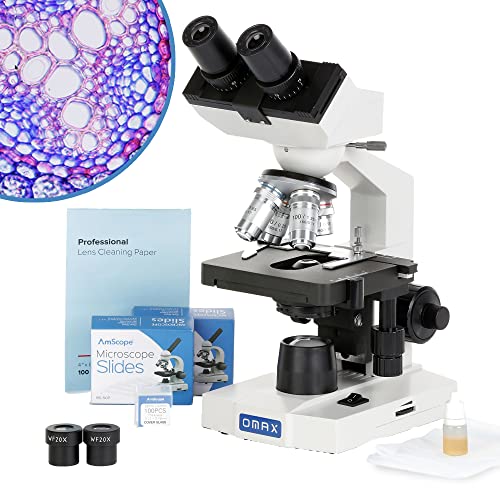 OMAX M82ES-SC100-LP100 2000X Binocular Compound LED Microscope+Blank