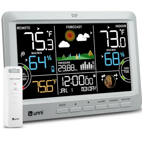 Weather Station Indoor Outdoor Thermometer Wireless Atomic Clock Grey - color: Grey