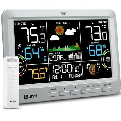 Weather Station Indoor Outdoor Thermometer Wireless Atomic Clock Grey - color: Grey