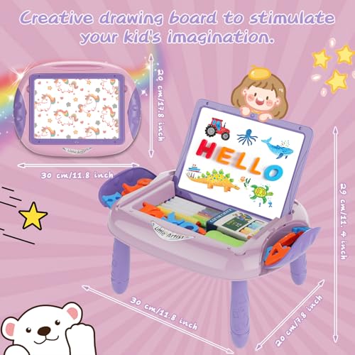 MAYESAR Gifts for 1-2 Year Old Girls,Toddlers Toys with Magnetic Letters and Numbers, Art Easel for Kids 1 2 Year Old, Girl Birthday Christmas Gifts (Purple) - color: Pink