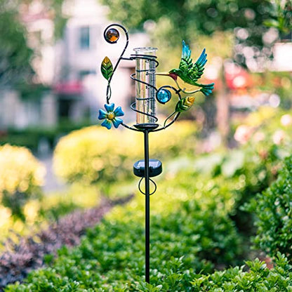 Stargarden Hummingbird Rain Gauge Outdoor Solar LED Lights Rain Gauge - color: Hummingbird-A