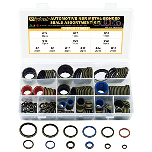 Siptenk 245 PCS Sealing Washers Oil Drain Plug Gasket 12 Sizes M6 - M30 - color: 245PCS-Zinc
