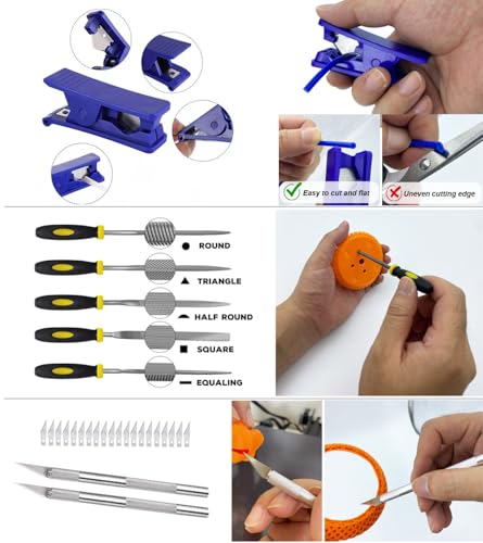 3D Printing Tool Kits for 3D Printer with Wood Toolbox 124Pcs 3D Printing Accessory Includes Deburring Tool,Sanding Pens, Tube Cutter for 3D Print Model Removing, Cleaning, Finishing - style: 124Pcs Tools with Wood box