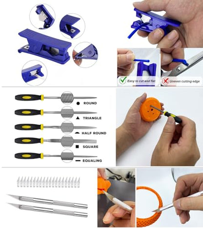 3D Printing Tool Kits for 3D Printer with Wood Toolbox 124Pcs 3D Printing Accessory Includes Deburring Tool,Sanding Pens, Tube Cutter for 3D Print Model Removing, Cleaning, Finishing - style: 124Pcs Tools with Wood box