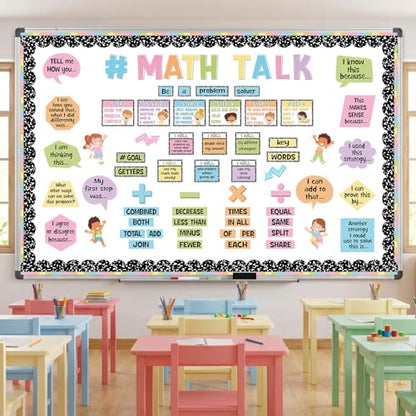 Pajean 85 Pcs Math Bulletin Board Set Composition Math Posters Decor - style: Vivid