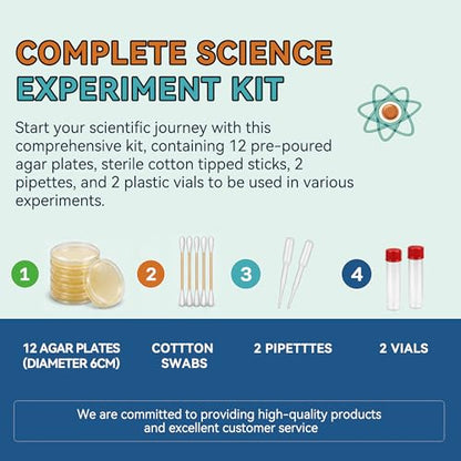12-Pack Pre-Poured Agar Plates Petri Dishes Home Mold Test Kit with Swabs - color: Agar Plates for Science