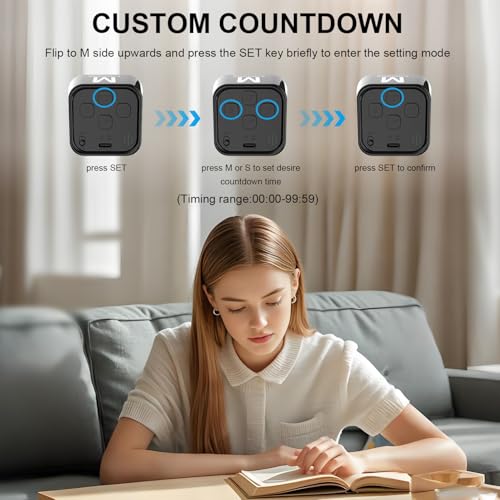 Rotating Cube Visual Countdown Timer 5, 25, 10, 50 Min Preset+Custom Mode - color: Black
