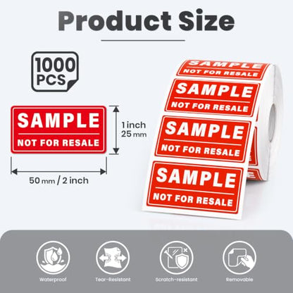 1000 PCS Sample Not for Resale Stickers 2 × 1 Inch Inventory Labels
