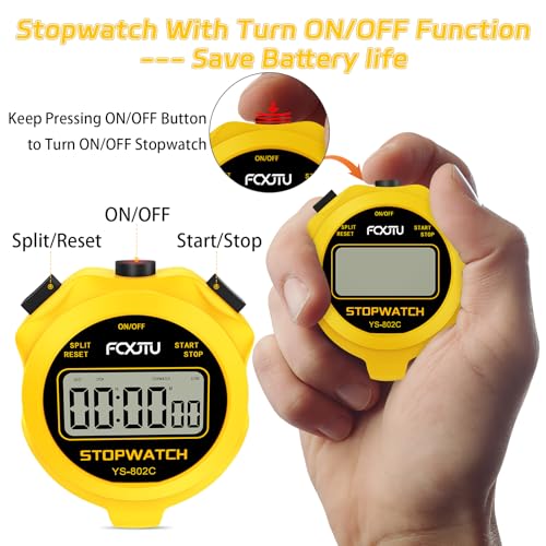 Digital Simple Basic Stopwatch Timer, Silent Stop Watch for Kids Coaches - color: Yellow