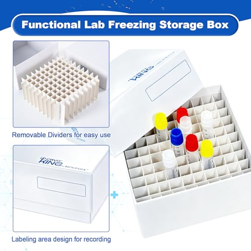 100-well Cryo Boxes, Plastic Coating, 3 Inch Height, Pack of 5 - size: 3 in,100-well
