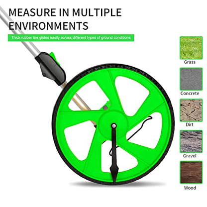 Zozen Measuring Wheel in Feet and Inches, Double Collapsible, 12.5" Green - color: Green