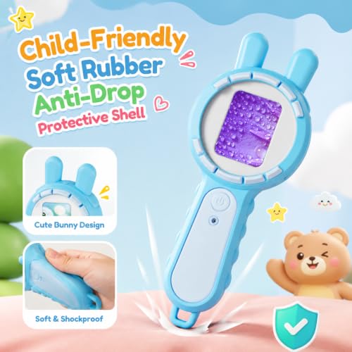 Kids Microscope Autofocus Magnifier STEM Gifts Toys for Ages 4-12 - color: Pink-rabbit ear