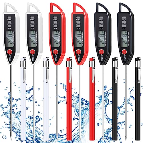 Copkim 6 Set Digital Food Thermometer Long Probe Instant,Black, White, Red - color: Black,White,Red