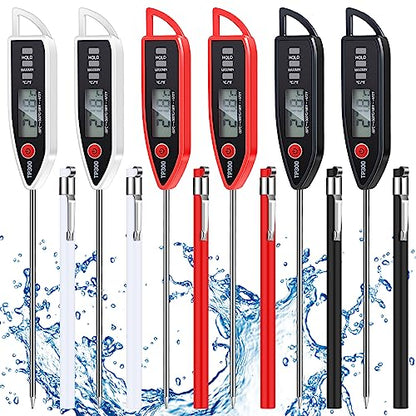 Copkim 6 Set Digital Food Thermometer Long Probe Instant,Black, White, Red - color: Black,White,Red