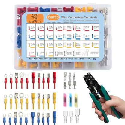 CONLI 350Pcs Crimp Connectors Male and Female Spade Connector 39 Types