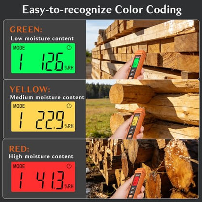 Wood Moisture Meter - Pin Type with 7-Material Calibration