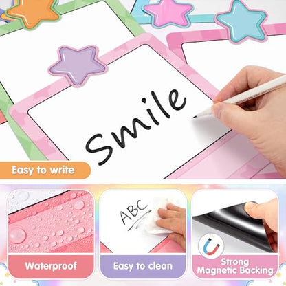 16 Pcs Magnetic Write Wipe Organization Chart, Stars - style: Stars
