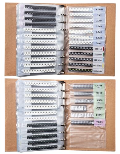 SMD 1206 Resistors, Capacitors, Transistors and Electronic Components Assortment Kit SMT Book - 5435 pcs