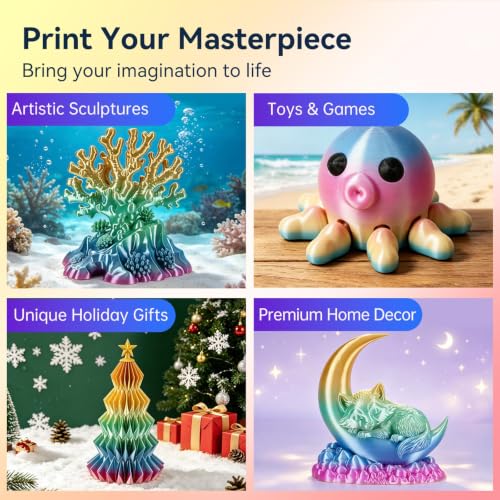 kingroon Rainbow PLA Filament 1.75mm, 1kg Spool (2.2lbs), Fast Color Change Pastel Silk PLA 3D Printer Filament, Dreamy Multicolor Filament +/- 0.02mm, Fit Most 3D Printers(Rainbow) - color: 1kg Rainbow