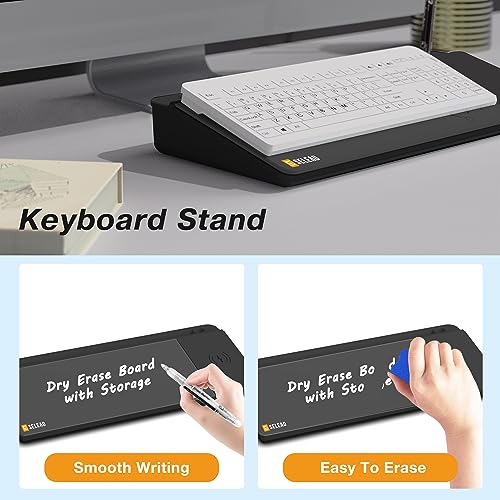 SELEAD Desktop Glass Whiteboard with Wireless Charger and Storage, Black - color: Black, size: 16"x7"