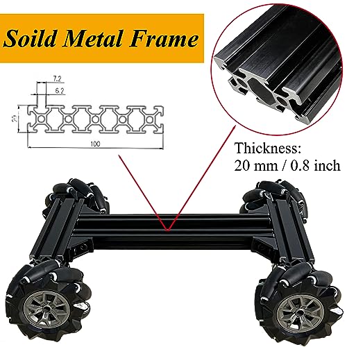 Premium 4WD Mecanum Wheel Robot Car Chassis Kit, Smart Remote Control Metal Chassis, DIY RC Robotic Moving Platform with DC Encoder Motor for Arduino, Raspberry Pie, Microbit, Education, Experiment