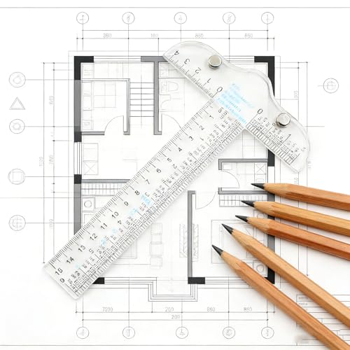 Murtenze 1 Pack Acrylic Clear T-Square Ruler, 6" Transparent T Ruler Drafting Tools, Dual Side Measuring Crafting for Drafting and General Layout Work Art Framing