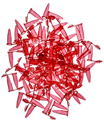MUHWA 500 PCS Polypropylene Graduated Microcentrifuge Tubes with Snap Cap, 1.5ML Micro Test Tubes Conical Microtube Sample Vial for Laboratory (Red) - color: Red