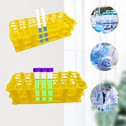 3 Packs Plastic Test Tube Rack, 60 Holes Lab Test Tube Rack Holder for 16mm Test Tubes, Yellow, Detachable (Yellow60)