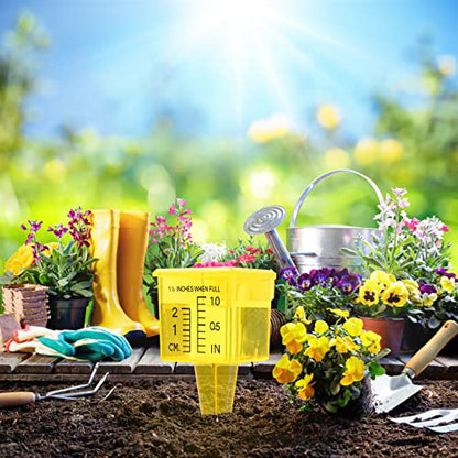 10&15&20P Rain Gauge Outdoor, 1.5" Sprinkler Gauge Lawn Water Gauge for Rain with Wide Mouth Water Measuring Tool for Yard Garden Lawn Decor (20, Yellow)