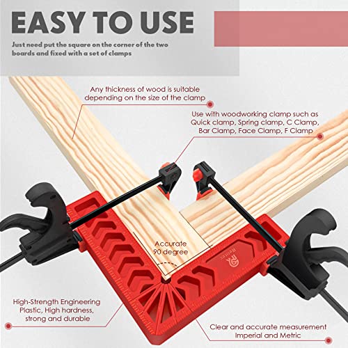 90 Degree Corner Clamp Clamping Squares Woodworking Tools Positioning Squares Right Angle Clamp Wood Clamps for Gluing Cabinets Picture Frames or Drawers Set of 8（3" 4"） - style: 4PCS 3'' + 4PCS 4''