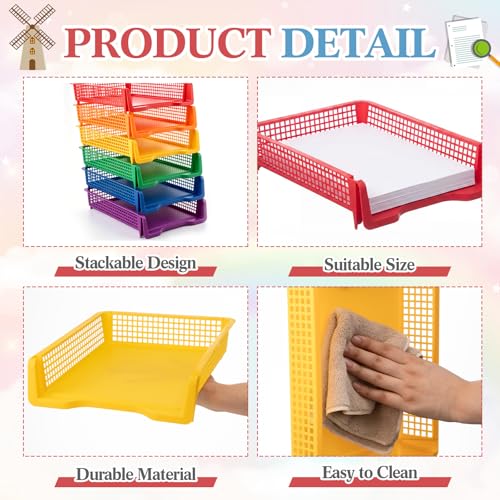 Geetery Turn in Trays Classroom, Rainbow Color, Set of 12 - color: Rainbow Color