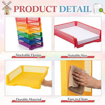 Geetery Turn in Trays Classroom, Rainbow Color, Set of 12 - color: Rainbow Color