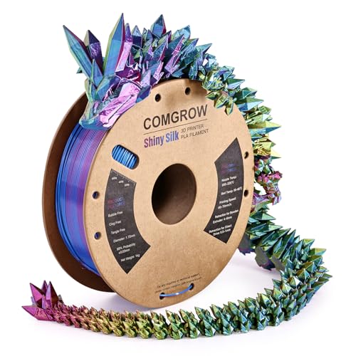 Comgrow Tri-Colors Silk PLA 3D Printer Filament, Rainbow PLA Filament 1.75mm, Dimensional Accuracy +/- 0.02 mm, 1KG Spool, Coextrusion 3D Filament with Shiny Silk Red-Blue-Yellow - color: Red & Blue & Yellow