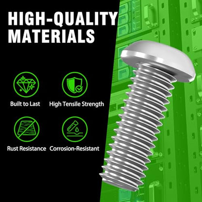 M6 x 16mm Rack Mount Cage Nuts, Screws and Washers - 50 Pack for Server Cabinets, Shelves, Routers - Self-Locking Cable Ties - color: Silver