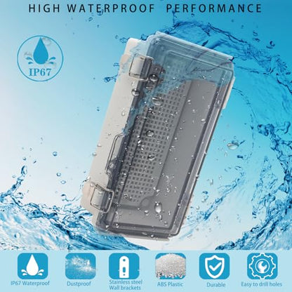 Outdoor Waterproof Electrical Box Junction Box Weatherproof IP67 ABS Plastic Enclosure Switch Router Project Box Electronics Enclosure with Mounting Plate Wall Bracket Clear 7.9"x3.9"x2.8" - color: Clear, size: 7.9" x 3.9" x 2.8"