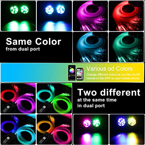 AZIMOM Dual Color 20w Twinkle Fiber Optic Starlight Headliner Kits1000pcs 0.03in 9.8ft, RGB Meteor Shooting Star, Sound Activated Remote APP Control Home Car Ceiling Décor - size: Meteor+1000pcs*0.03in*9.8ft