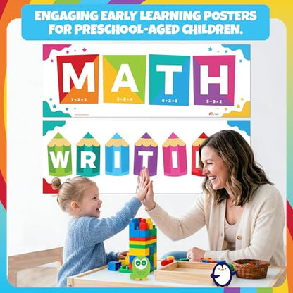 Sproutbrite 4 Pack 13.5"x39" Educational Charts & Posters Homeschool - color: Neutral