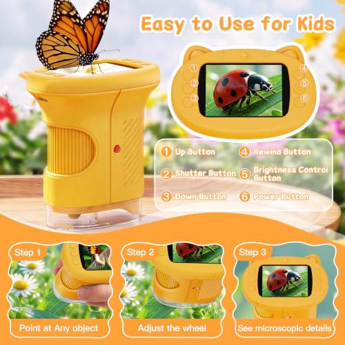 SEEKID Kids Microscope,1000X Handheld Digital Microscope (Yellow) - color: Yellow
