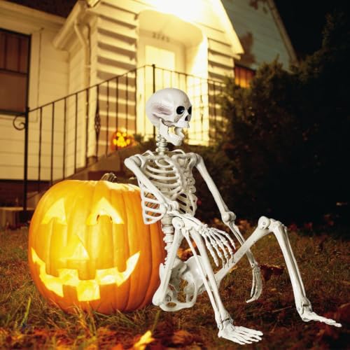 breesky Skeleton for Halloween Life Size: 5.4ft Realistic Human Skeleton - color: Off-White