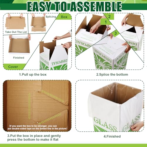 Resurhang 6 Pcs Broken Glass Disposal Box 12" L x 12" W x 27" H Floor Model - size: 12"L x 12"W x 27"H Floor Model
