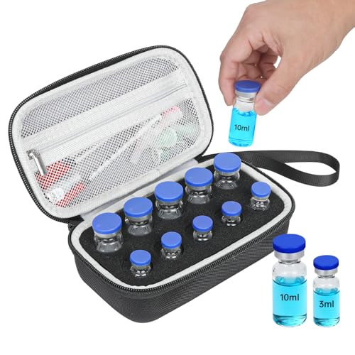 10slots Peptide Case for Fridge, Insulin & Peptide Vials Storage Case for 3ml or 10ml Vials, Space for Alcohol Wipes, Needles & Syringes, Adjustable Peptide Vial Storage Holder by KNOCKO - color: 10-slots (Black)