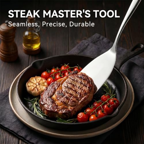 5Pcs Stainless Steel Spatula, 9.8 Inch One-Piece Metal Flat Turner, Sleek Mirror Finish Spatulas for Cast Iron Skillets, Air Fryer, Baking & Flipping - color: 5 pack-Spatula(9.8-Inch)