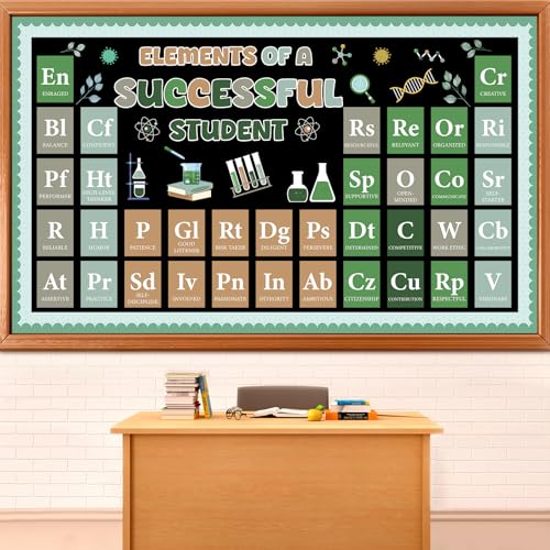 Science Bulletin Board Set Eucalyptus Theme Classroom Decor Chemistry Periodic Table of Elements Bulletin Board Scientist Lab Motivational Paper Cutouts for High School Wall Teacher Supplies - style: Retro Boho