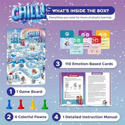 SkillEase CHILL Anger Management for Kids, Ages 5-9, Therapy Games, Social Emotional Learning, Fun Social Skills Board Game for Therapists & Families
