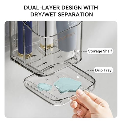 3 Slots Detachable Toothbrush Holders Wall Mounted for Bathrooms - color: Grey*2