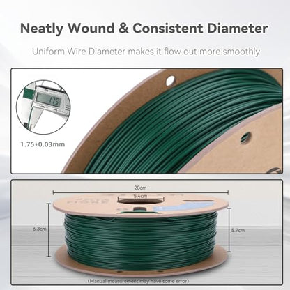 3DHoJor PLA+ 3D Printer Filament Pine Green,1KG - color: Pine Green