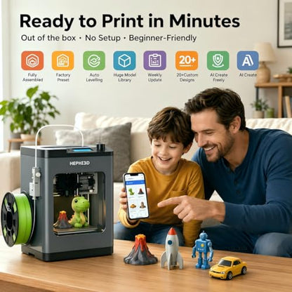 Hephi3d TINA2 Plus 3D Printer for Beginners, Fully Assembled Ready to Print - color: DarkBlue