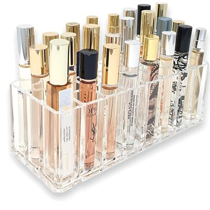Acrylic Rollerball Perfume Organizer Beauty Scent Holder 24 Space Organization Refillable Container Tall Scented Oil Storage Display Case