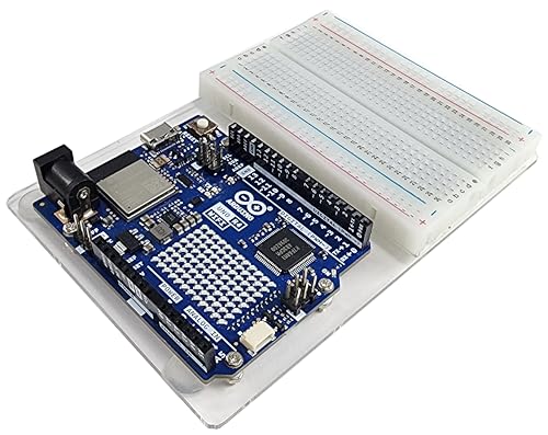 Acrylic Base Plate for Arduino Uno R3/R4 with 400-Point Breadboard – Transparent Prototyping Holder Kit for STEM Projects and Electronics, 4 Sets