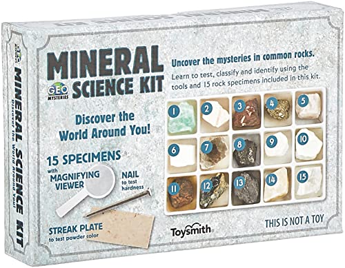 Toysmith Mineral Science Kit, 15 Specimens, STEM Geology Kit for Kids 5+ - style: Toy Mineral Science Kit